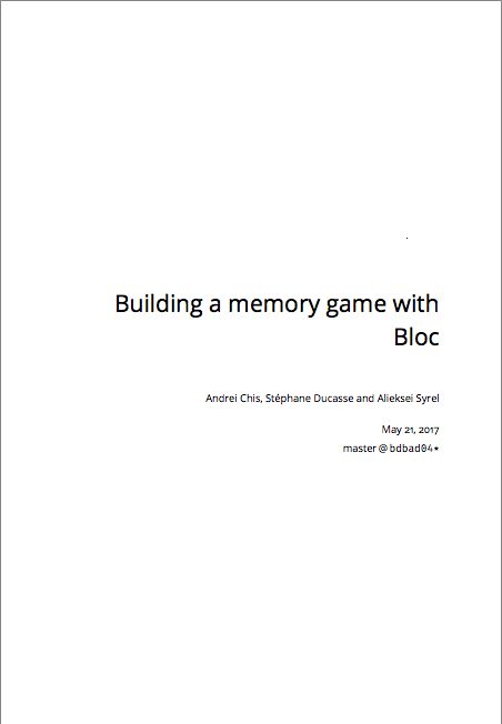 Bloc Memory Game booklet